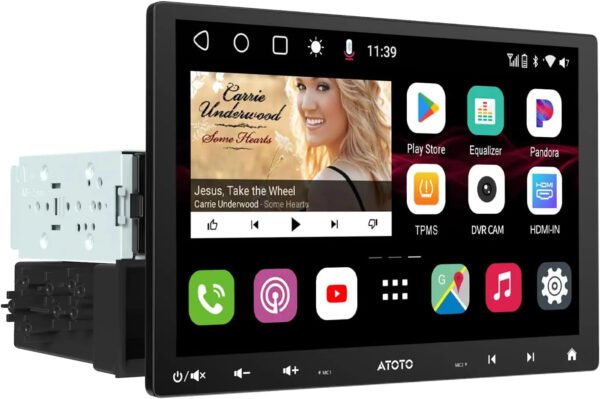 atoto s8g1104ms 10" single din & double din car stereo, floating display, 4g+32g, 4g lte, wireless carplay and android auto, dual bluetooth,