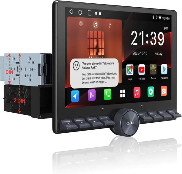 atoto a5lg110pt 10.1" qled floating single & double din head unit, wireless carplay & android auto, dual hdmi, physical buttons, ai dsp, gps,