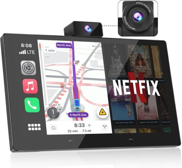 atoto p609s1n 9" portable carplay screen – wireless carplay & android auto touchscreen with dash cam, bluetooth, gps navigation, voice control & atoto p609s1n 9" portable carplay screen – wireless carplay & android auto touchscreen with dash cam, bluetooth, gps navigation, voice control &