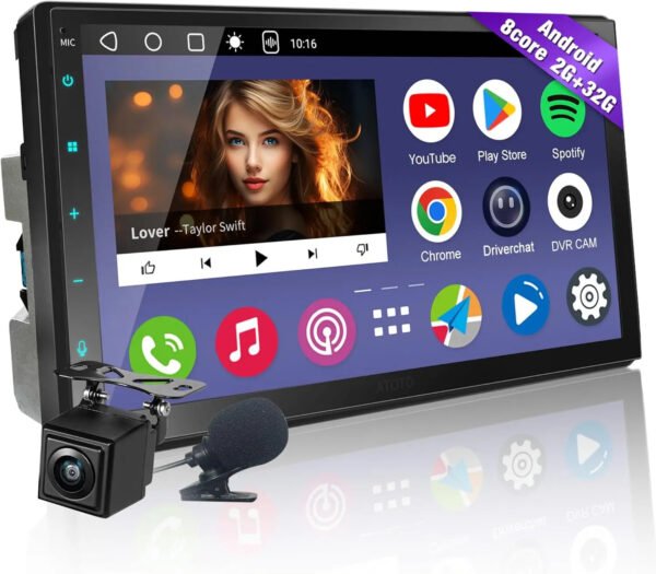atoto a6g2c7pf 7" double din car stereo with backup camera, 8 core android head unit, fully laminated screen, wireless carplay & android auto,