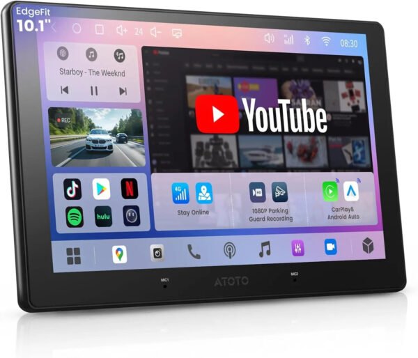atoto s84g211p 10.1" qled ai chatgpt double din car stereo – wireless carplay & android auto, 4gb+64gb, 4g/wi fi/dual bluetooth/usb, 4v rca,