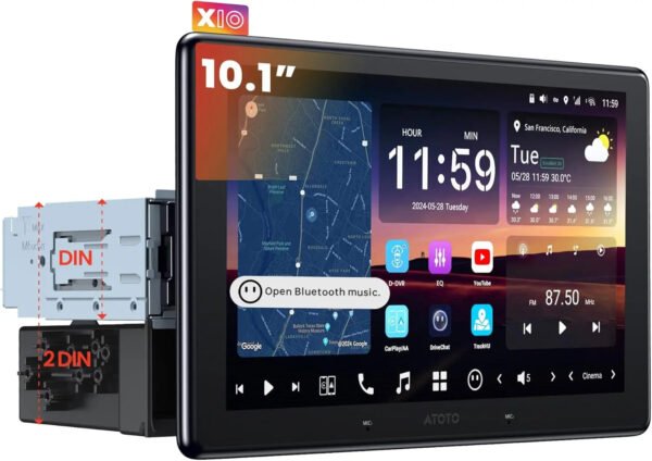 atoto x10g110e 10" qled ai android single din car stereo, floating screen head unit, 8g+128g in dash navigation, 4g lte, wireless carplay & android