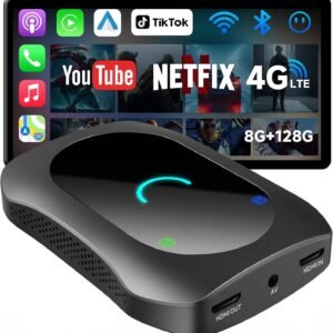 atoto magic ai box – wireless carplay & android auto adapter, full android os, 8gb+128gb car video box with hdmi in/out, 4g lte, dual bt, drivechat