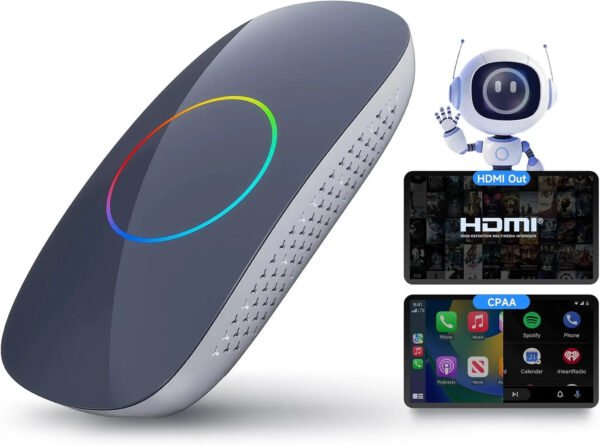 atoto cb4dt gy wireless carplay adapter & magic ai box with hdmi output, wireless android auto, dual band wi fi, split screen multitasking, fast app