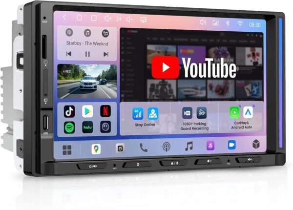 atoto s84g2d7pb 7" android double din car stereo with 4g lte, wireless apple carplay & android auto, qled touchscreen, dsp, 4v pre outs, optical out,