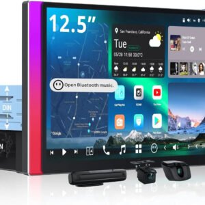 atoto x10g125e r3 12.5" bluetooth car radio with dual recording cams, single din & double din, qled android stereo 8g+128g, floating screen, 7.1.2ch