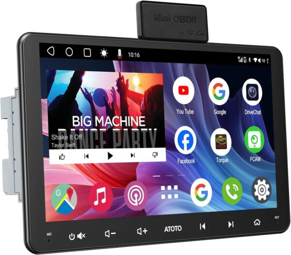 atoto a6g209pf 9" android double din car stereo with obd, wireless carplay & android auto, gps, hd lrv, wifi/bt, dual bluetooth, mirrorlink, 8 core