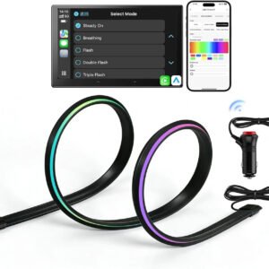 car interior led strip lights, 16 million colors with app & carplay control, music sync, auto on/off, voltage protection and brightness dimmer, 12v car interior led strip lights, 16 million colors with app & carplay control, music sync, auto on/off, voltage protection and brightness dimmer, 12v