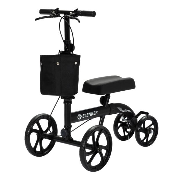 mt 9251 best value steerable medical knee walker with 10" wheels black