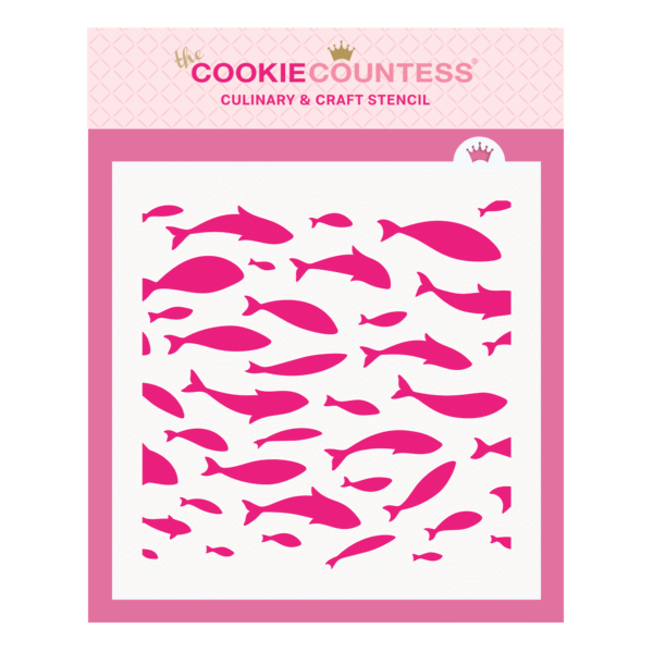 school of fish stencil