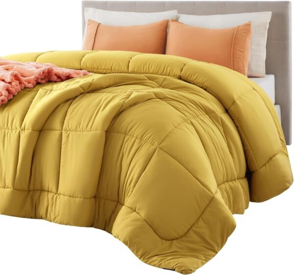 down alternative comforter mustard yellow / oversized king