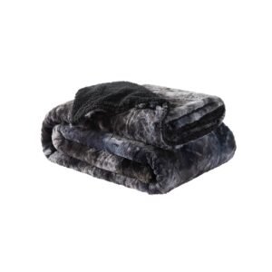 faux fur sherpa fleece blanket black / twin(60x80)