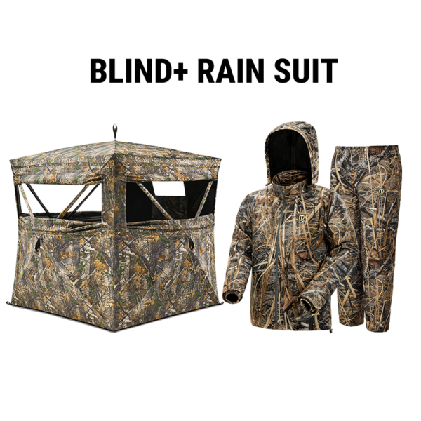visx/vismax 270 degree 3 full panels see through hunting blind and rain suit bundle 3 4 person; 300d / next camo evos / 3xl