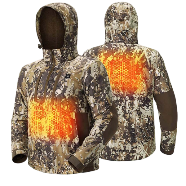 men’s heated duck hunting jacket with fleece lining, waterproof 1/2 zip jacket for hunting (veil avayde camo, size s xxxl) veil avayde / s
