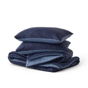 reversible warm and cooling comforter set cal king / navy blue