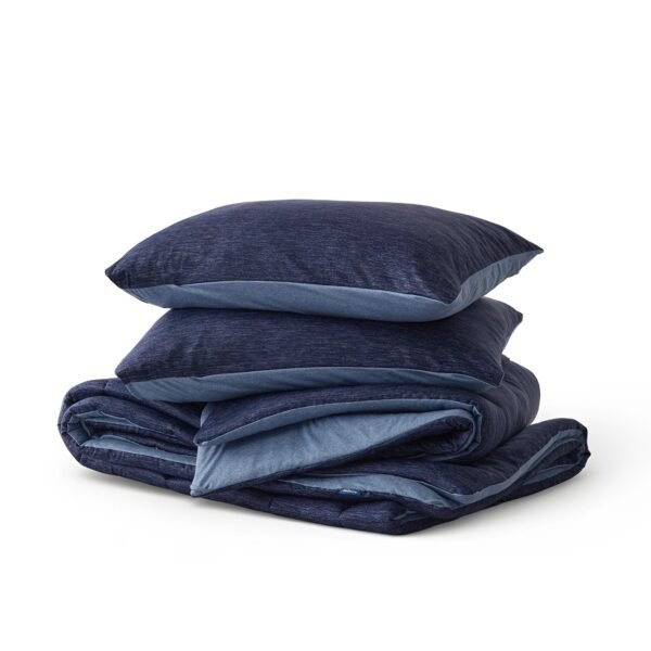 reversible warm and cooling comforter set cal king / navy blue