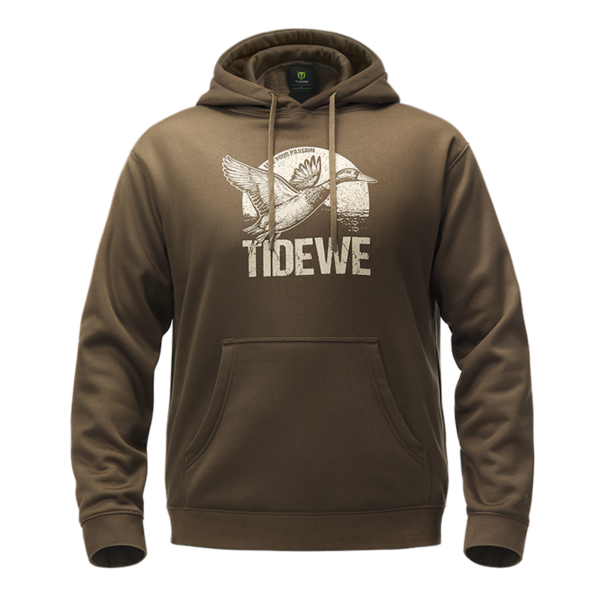 duck hunting hoodie for men | 300 gsm fleece hunting pullover | waterfowl hunting sweatshirt brown / xl