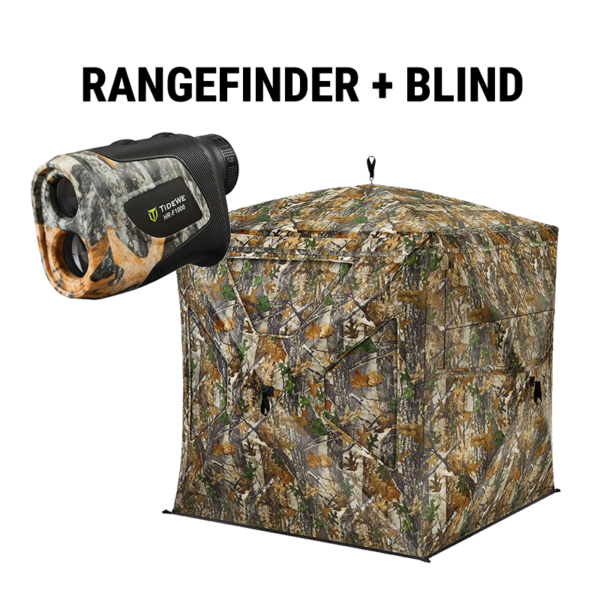 visst see through pop up hunting blind and camo deer hunting rangefinder bundle camouflage / 300d / 1000y