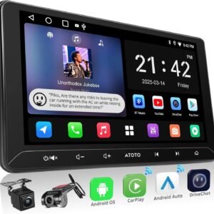 atoto a5lg211t 10.1" android double din radio with wireless carplay/android auto, lrv backup camera & dvr dashcam, wifi/bluetooth/usb tethering,