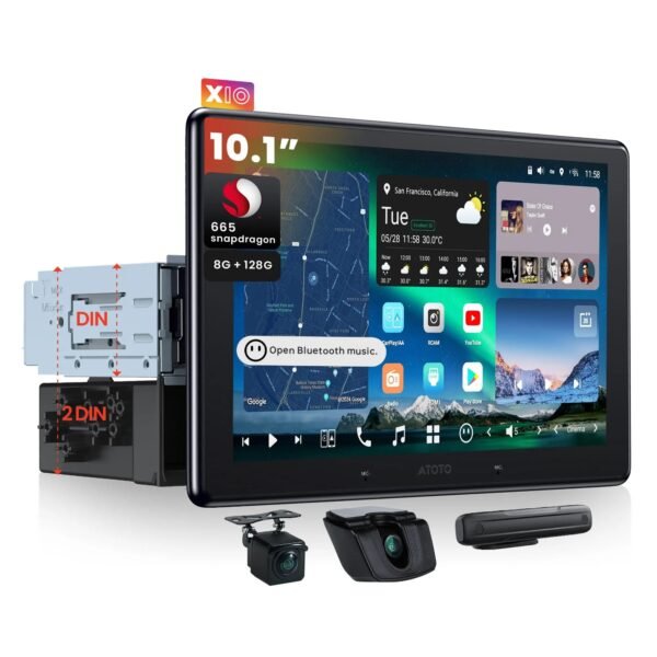 【amazon 50% off】10.1" android double/single din car stereo, twinsight dual dvr & ai vision,floating screen, re mote liveview, 7.1.2 ch audio,