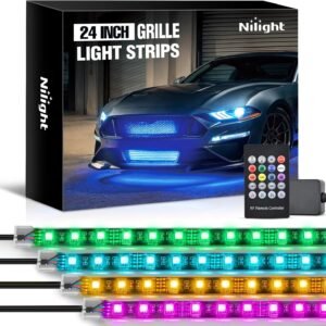 4pcs 24 inch rgb led grille light strips with wireless remote control | 144 leds multi color exterior lighting kit diy sound active function music 4pcs 24 inch rgb led grille light strips with wireless remote control | 144 leds multi color exterior lighting kit diy sound active function music