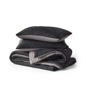 reversible warm and cooling comforter set queen / charcoal black