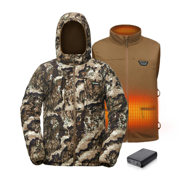 flash sale uniheat 3 in 1 hooded deerhunter heated jacket for hunting veil whitetail / 3 in 1 system / 2xl