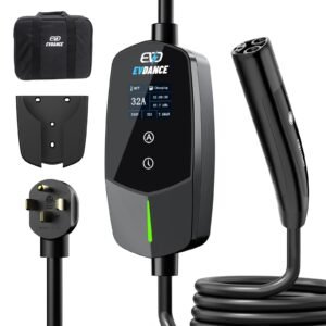 evdance level 2 nema 14 50 32a tesla/nacs portable ev charger | etl certification
