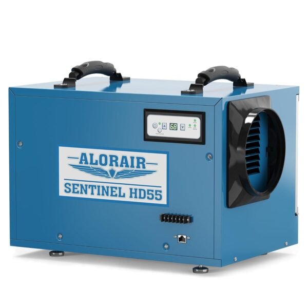 alorair sentinel hd55 commercial dehumidifiers for basements with drain hose, blue