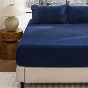 220 gsm anti static flannel fitted sheet navy blue / queen 220 gsm anti static flannel fitted sheet navy blue / queen