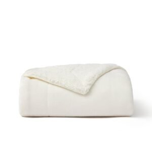 sherpa fleece blanket cream / throw