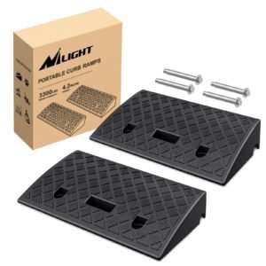 plastic curb ramps, 4.2inch rise portable lightweight heavy duty threshold ramp for driveway lawn mower scooter bike motorcycle wheelchair, 2 pack