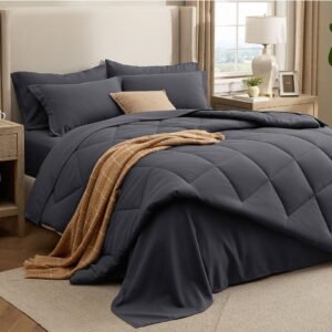 diamond quilted bed in a bag dark grey / queen