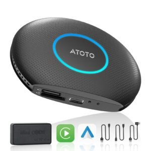atoto cb6b bk s01 carplay ai box with obd2 – wireless carplay & android auto, 4g lte, drivechat ai, 4gb+64gb