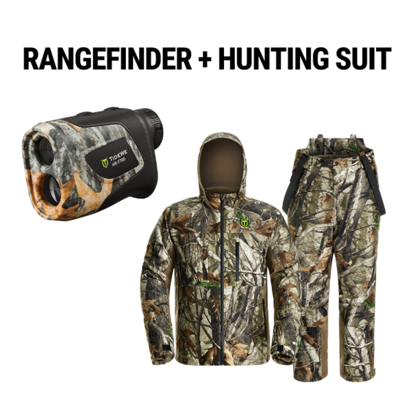 altus ultra silent water resistant hunting suit and camo deer hunting rangefinder bundle veil whitetail / 2xl / 1000y