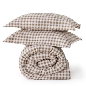 gingham comforter set brown gingham / queen gingham comforter set brown gingham / queen