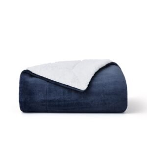 sherpa fleece blanket navy / queen