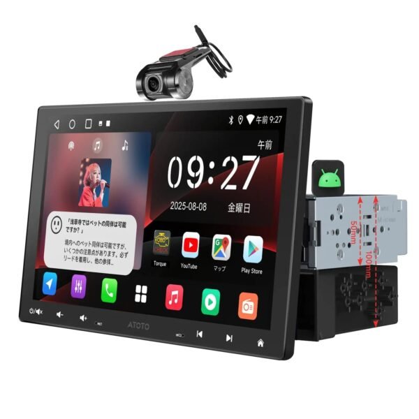 【50cad off】atotomove 10.1" qled android single & double din car stereo with dash cam, 2g+32g wireless carplay android auto floating qled touchscreen