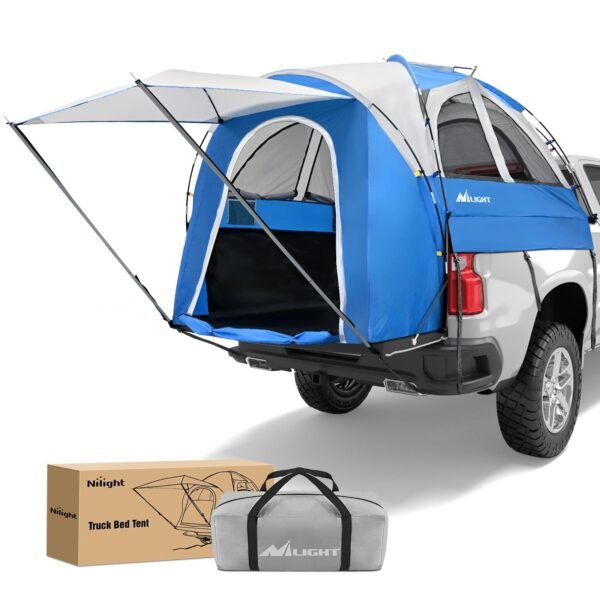truck bed tent 5.0 5.5ft pickup truck tents with removable awning waterproof pu2000mm double layer rainfly storage bag 2 person sleeping tailgate bed