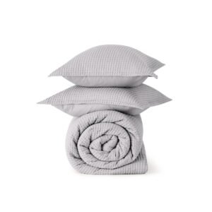 cotton waffle weave comforter set grey / king