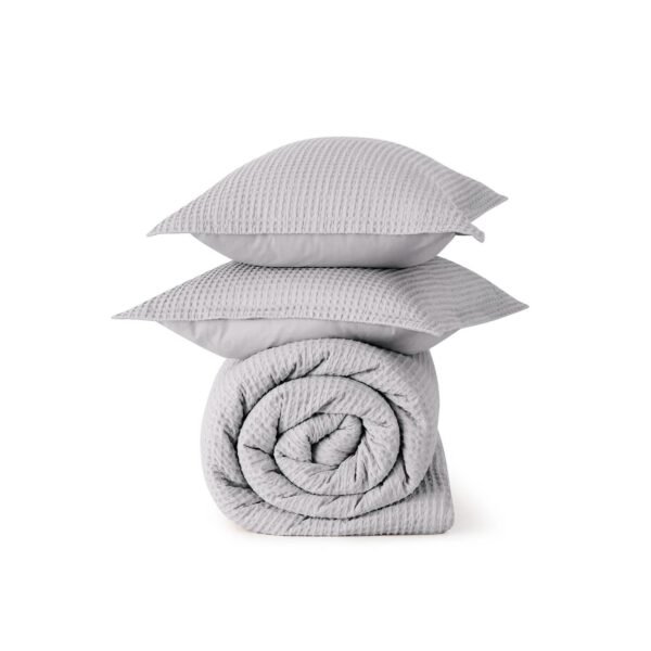 cotton waffle weave comforter set grey / king cotton waffle weave comforter set grey / king