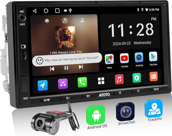 atoto a5l autoradio 2 din android 7" wireless carplay & android auto, telecamera dvr 1080p, 2gb+32gb, eq 24 bande, bluetooth/wifi, fm/am