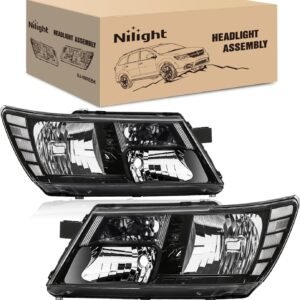 headlight assembly compatible with 2009 2020 dodge journey | 2009 2020 dodge journey black housing amber reflector headlamp