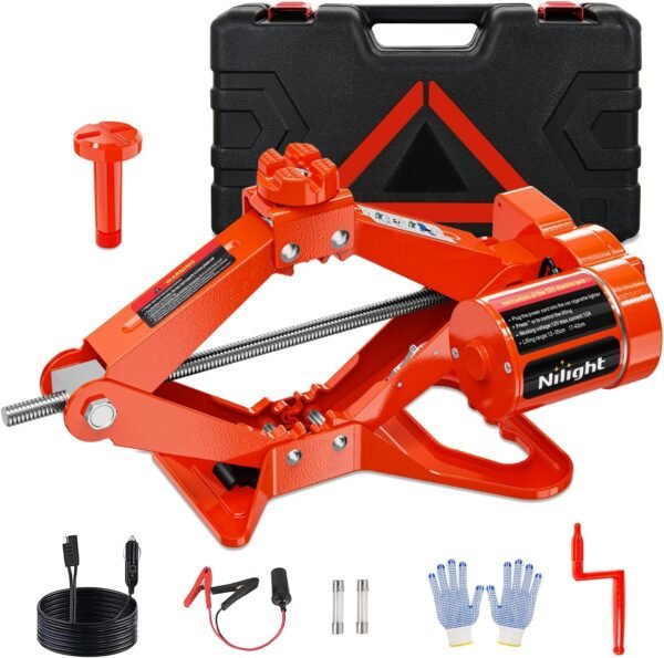 electric car jack 3 ton 6600lbs floor jack kit automatic 12v electric scissor lift jack portable repair tool with remote control double jack pads for