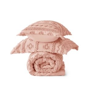 boho deluxe embroidery comforter set pink / king