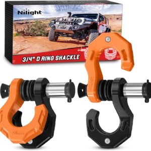 2 pack 3/4 inch d ring separate shackle with 7/8 inch lock pin 45,000 lbs break strength, off road recovery shackle with isolators washers for use