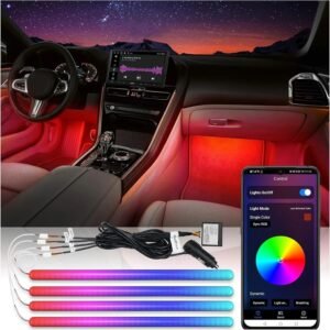 atoto ci flt01 smart car led lights app controlled rgb interior lighting, 160 leds, 16m colors, 21 music modes, front/rear independent control