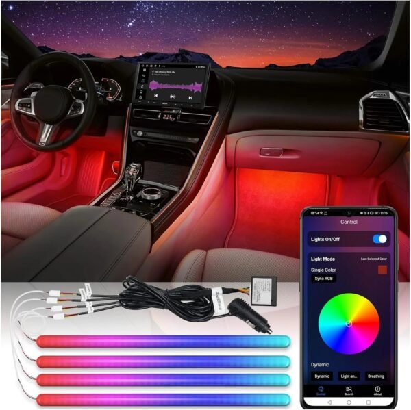 atoto ci flt01 smart car led lights app controlled rgb interior lighting, 160 leds, 16m colors, 21 music modes, front/rear independent control atoto ci flt01 smart car led lights app controlled rgb interior lighting, 160 leds, 16m colors, 21 music modes, front/rear independent control