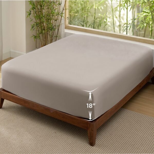 rayon derived from bamboo fitted sheet simply taupe / king rayon derived from bamboo fitted sheet simply taupe / king