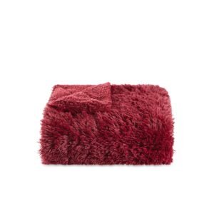 fuzzy faux fur blanket burgundy / king